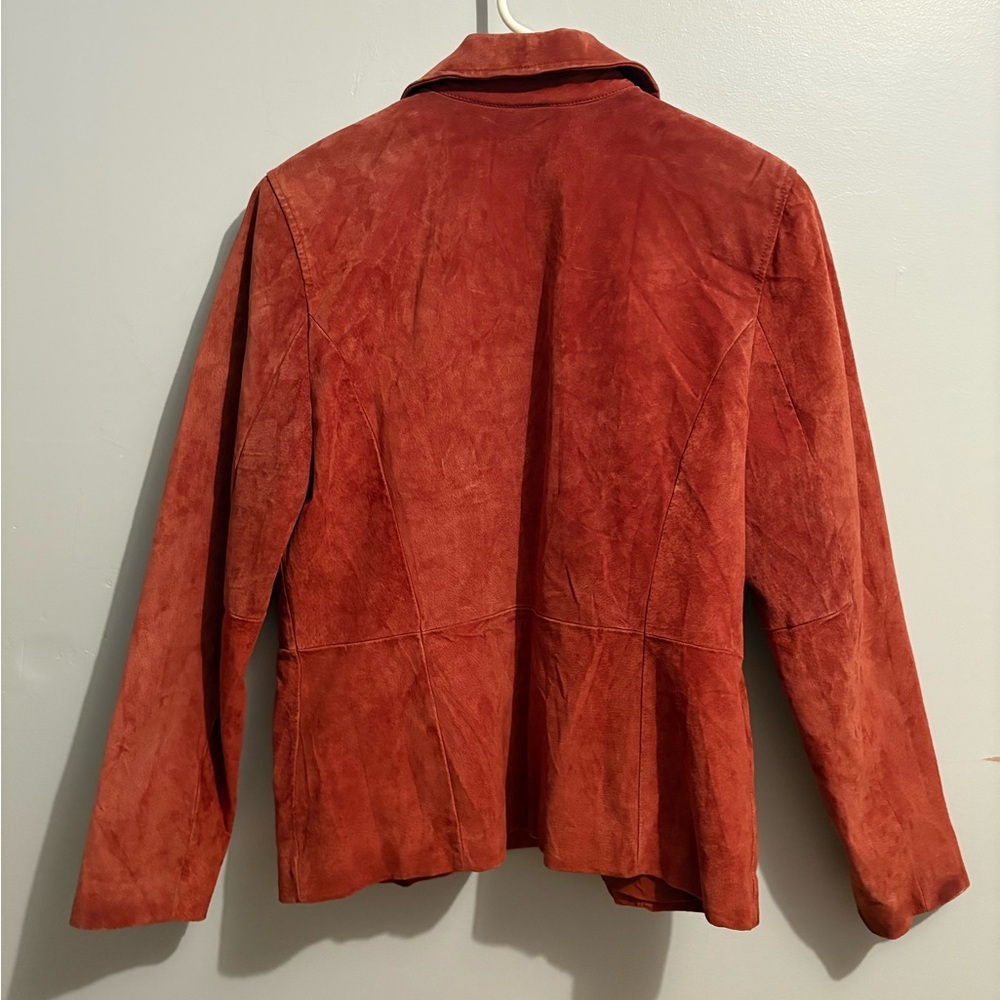 Red Suede Jacket Women’s XL Caslon Leather Lined Vintage Rust Button Down Coat - Picture 10 of 16